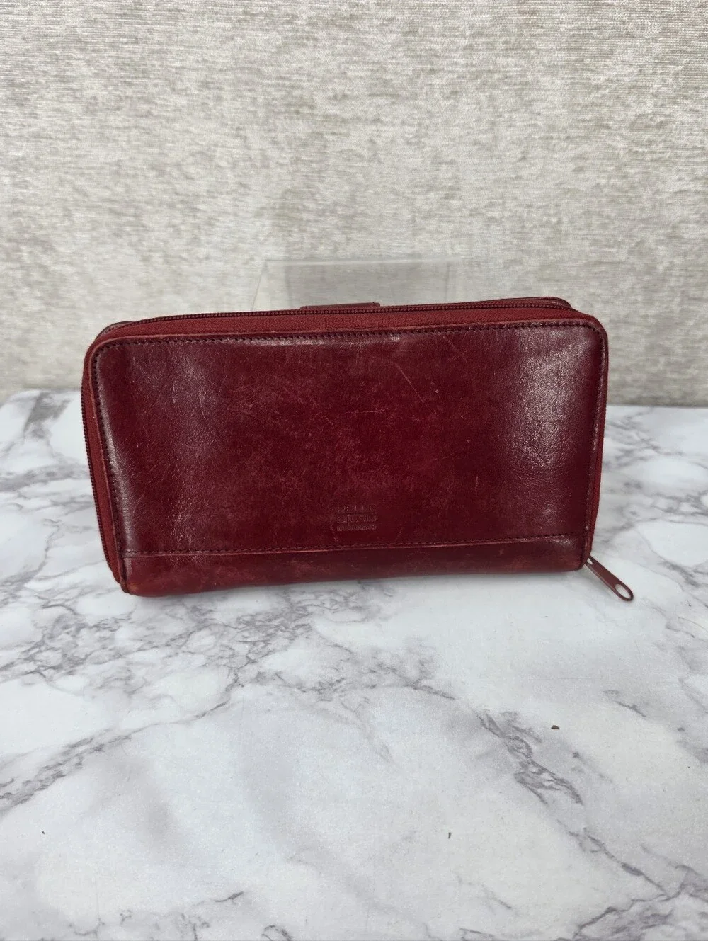 Wilson's Red Leather Passport Holder and Wallet Large Size Vintage Y2K